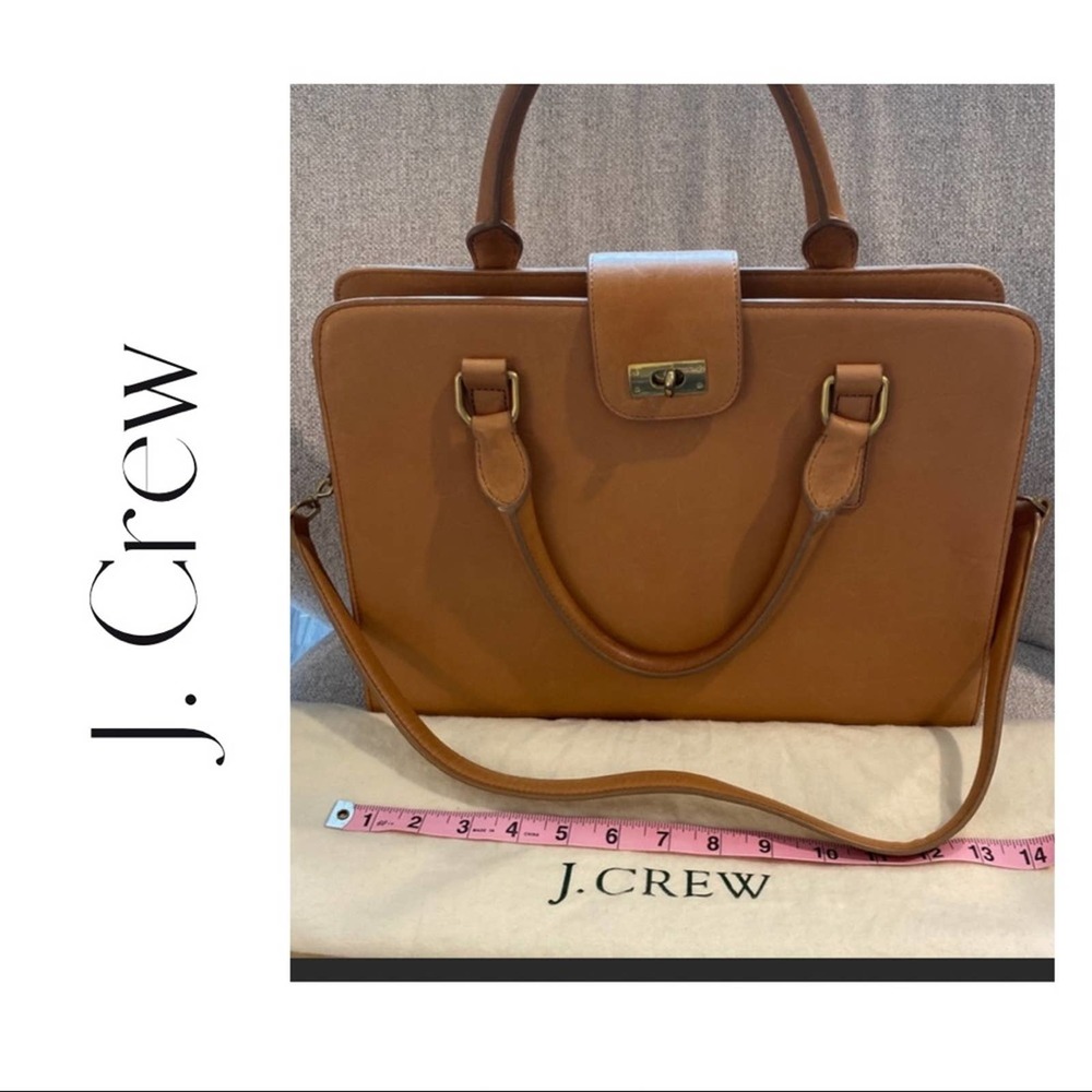 J. Crew Edie Tan Leather Satchel Tote Bag